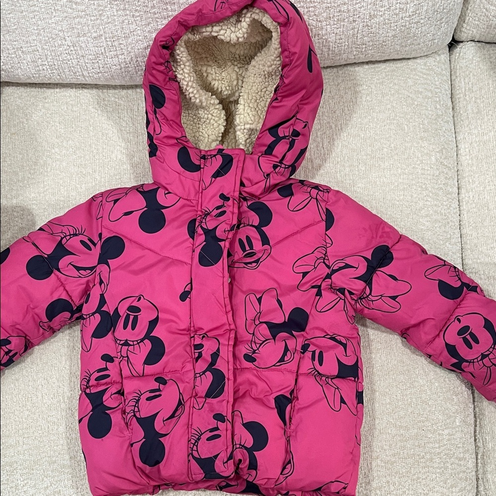 Pink Hooded Jacket with Cartoon Print